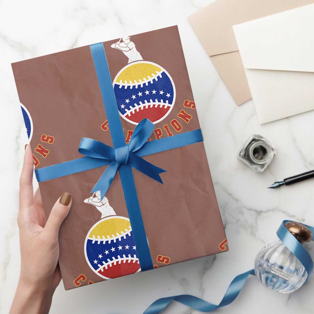 Venezuela 2026 Champions Wrapping Paper Roll Baseball Gift For Sport Lover