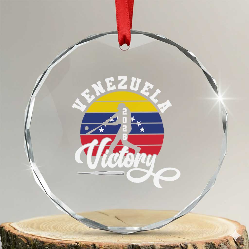 Venezuela 2026 Victory Baseball Crystal Glass Ornament Retro Softball Player Gift