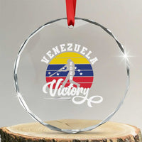 Venezuela 2026 Victory Baseball Crystal Glass Ornament Retro Softball Player Gift