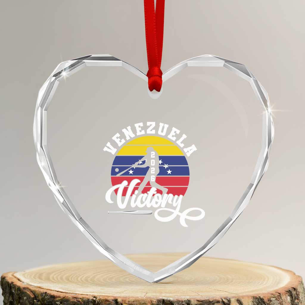 Venezuela 2026 Victory Baseball Heart Crystal Glass Ornament Retro Softball Player Gift