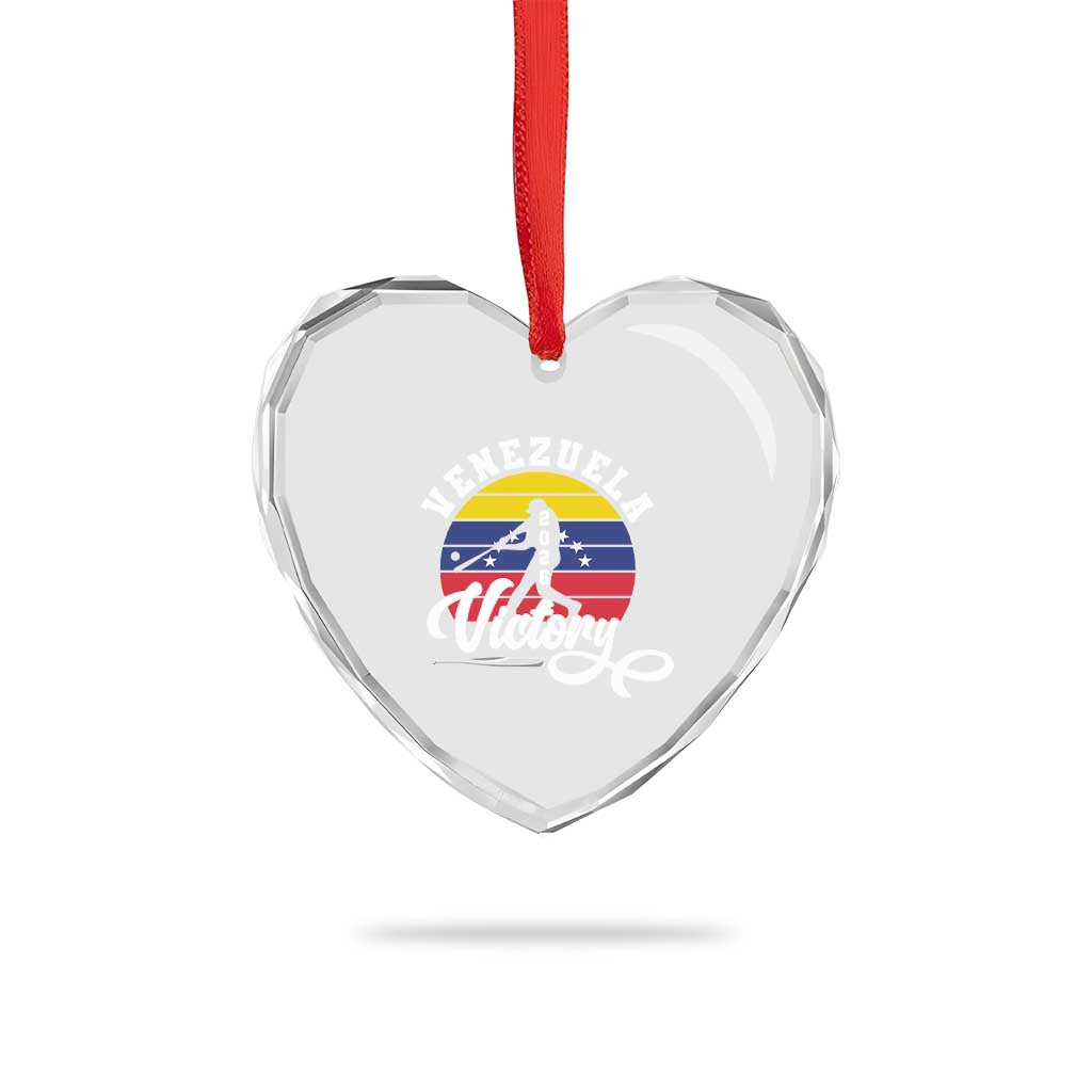 Venezuela 2026 Victory Baseball Heart Crystal Glass Ornament Retro Softball Player Gift