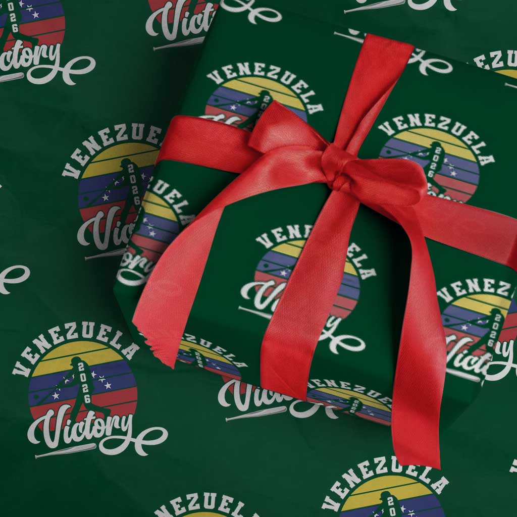 Venezuela 2026 Victory Baseball Wrapping Paper Roll Retro Softball Player Gift