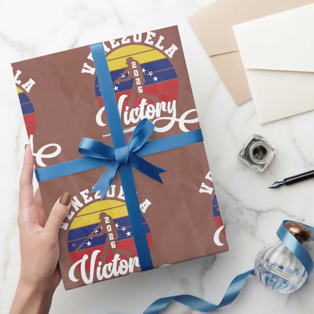 Venezuela 2026 Victory Baseball Wrapping Paper Roll Retro Softball Player Gift