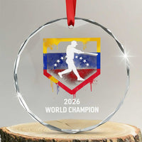 Venezuela Baseball 2026 Crystal Glass Ornament Venezuelan Flag Baseball Fan Gift