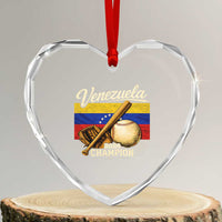 Venezuela Baseball 2026 Heart Crystal Glass Ornament Champions Vintage Venezuelan Flag Baseball Fan Gift