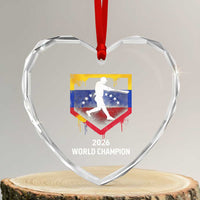 Venezuela Baseball 2026 Heart Crystal Glass Ornament Venezuelan Flag Baseball Fan Gift