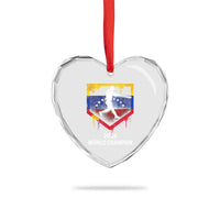 Venezuela Baseball 2026 Heart Crystal Glass Ornament Venezuelan Flag Baseball Fan Gift