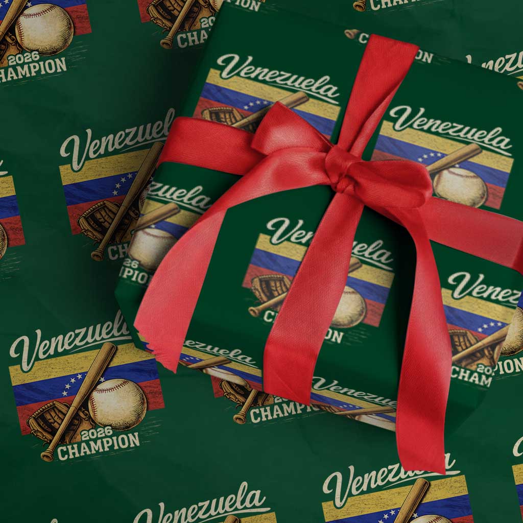Venezuela Baseball 2026 Wrapping Paper Roll Champions Vintage Venezuelan Flag Baseball Fan Gift