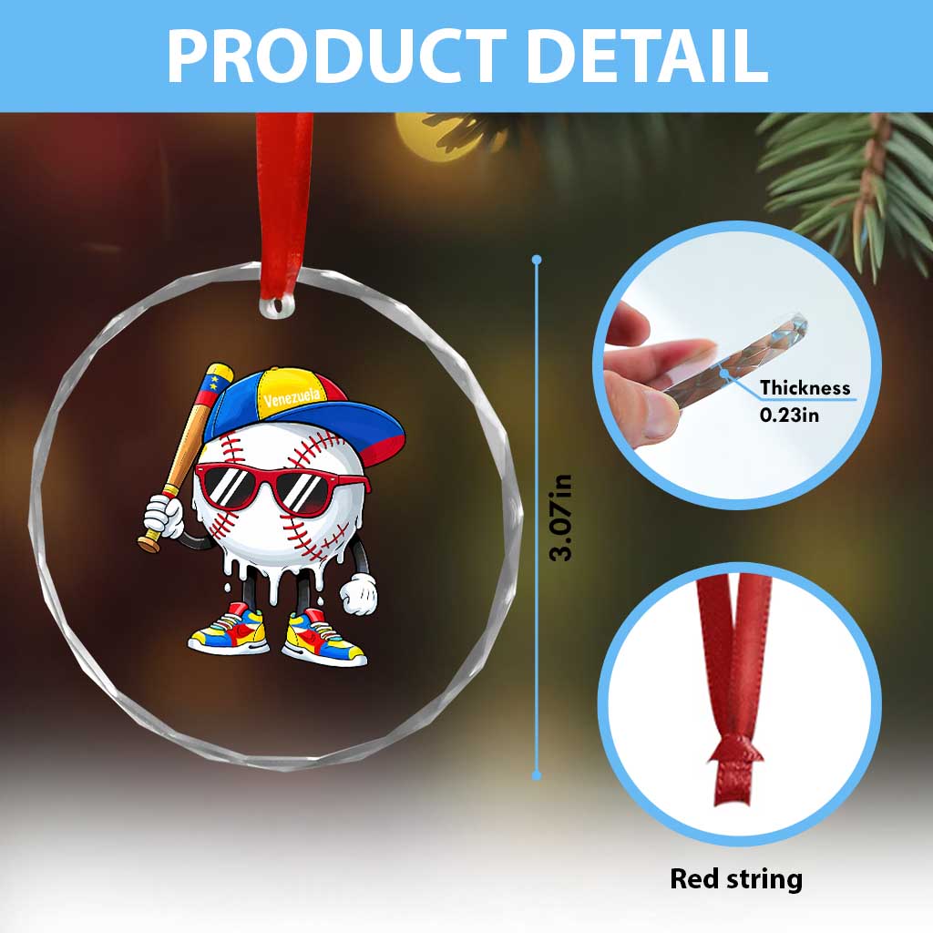 Venezuela Baseball Crystal Glass Ornament Venezuelan Pride Baseball Life Style Youth Drip Baseball Boys Kid