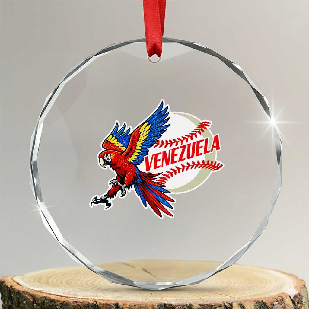 Venezuela Baseball Flying Scarlet Macaw and Ball Crystal Glass Ornament Ara Macao Guacamaya Venezuelan Pride
