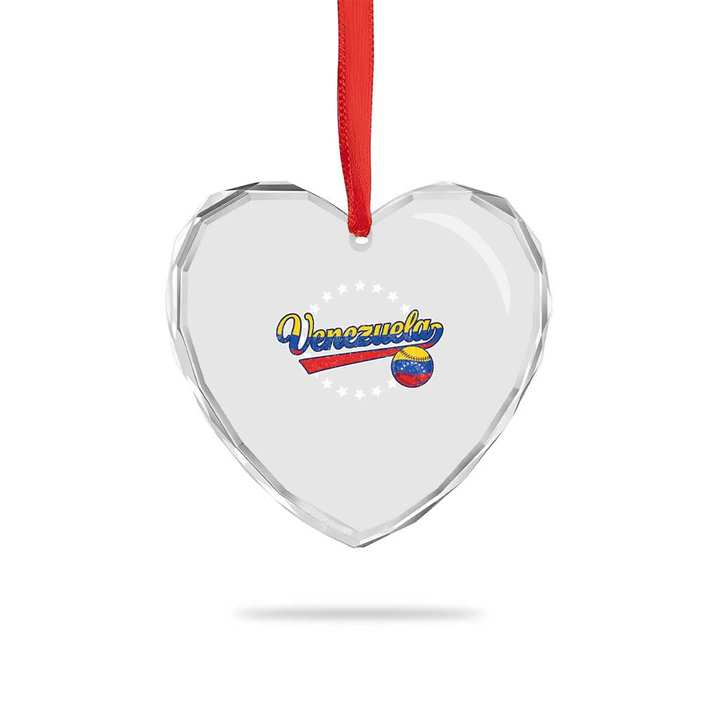 Venezuela Baseball Jersey Venezuelan Sport Fan Heart Crystal Glass Ornament
