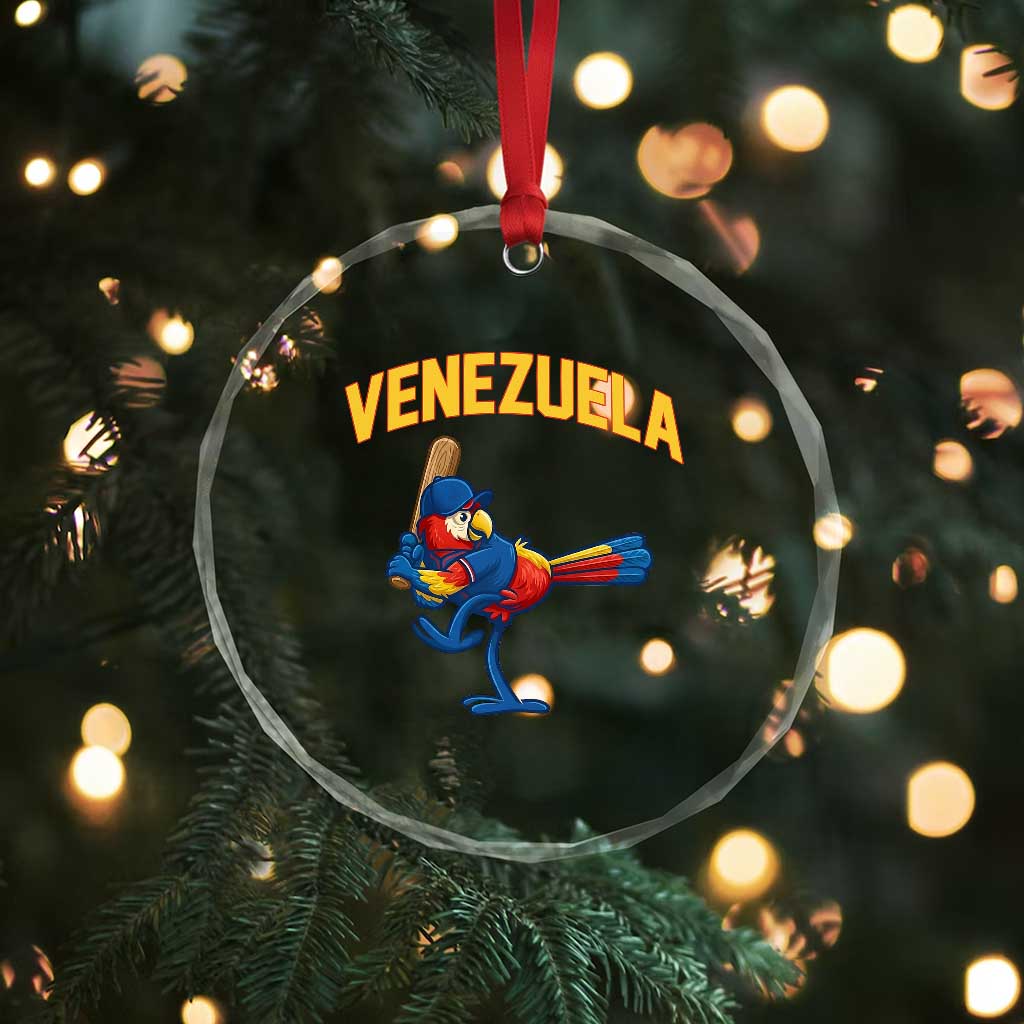Venezuela Baseball Macaw Batter Crystal Glass Ornament Ara Macao Guacamaya Venezuelan Pride