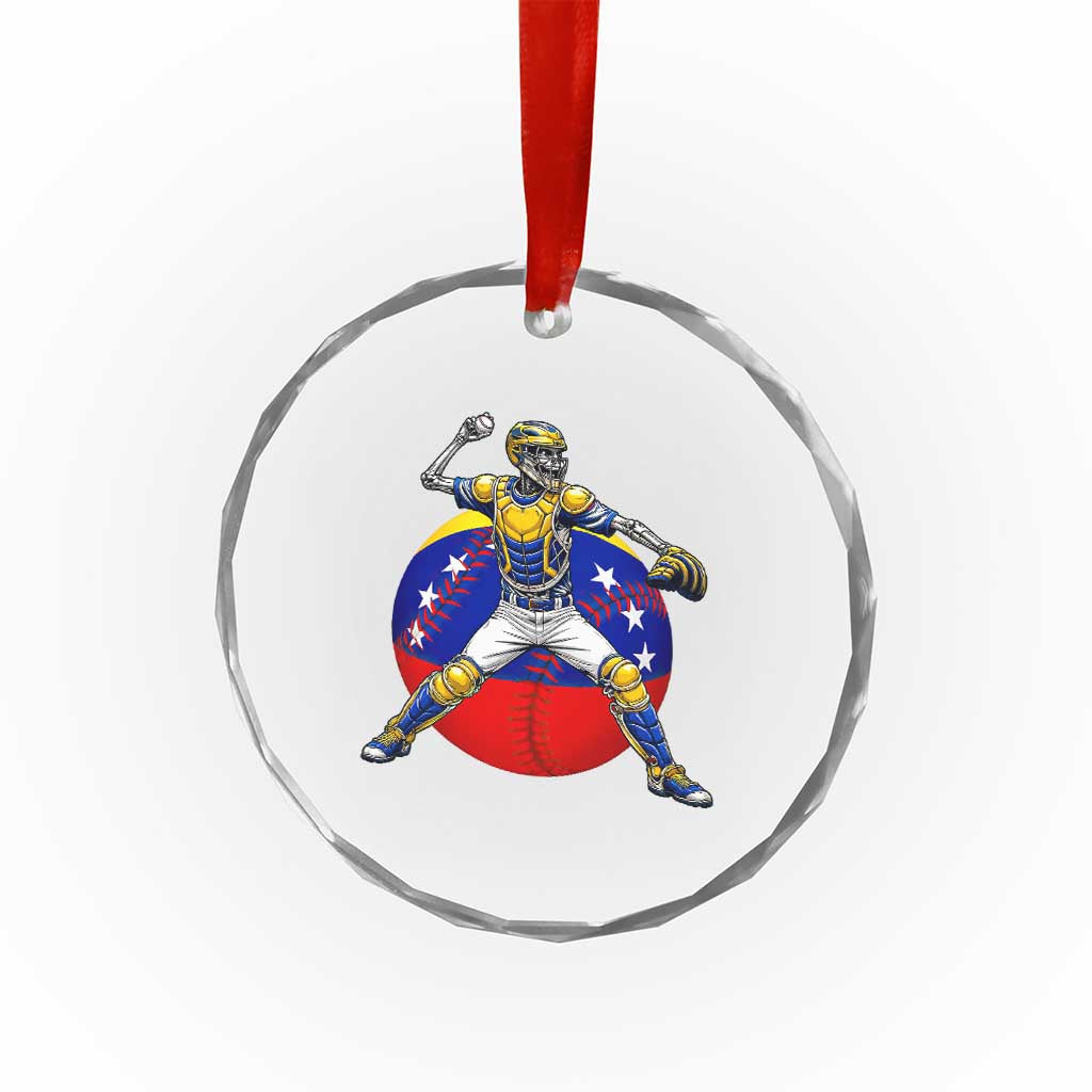 Venezuela Baseball Pitcher Skeleton Crystal Glass Ornament Venezuelan Flag Venezuela Pride Sports Fans