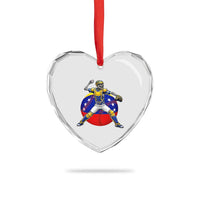 Venezuela Baseball Pitcher Skeleton Heart Crystal Glass Ornament Venezuelan Flag Venezuela Pride Sports Fans