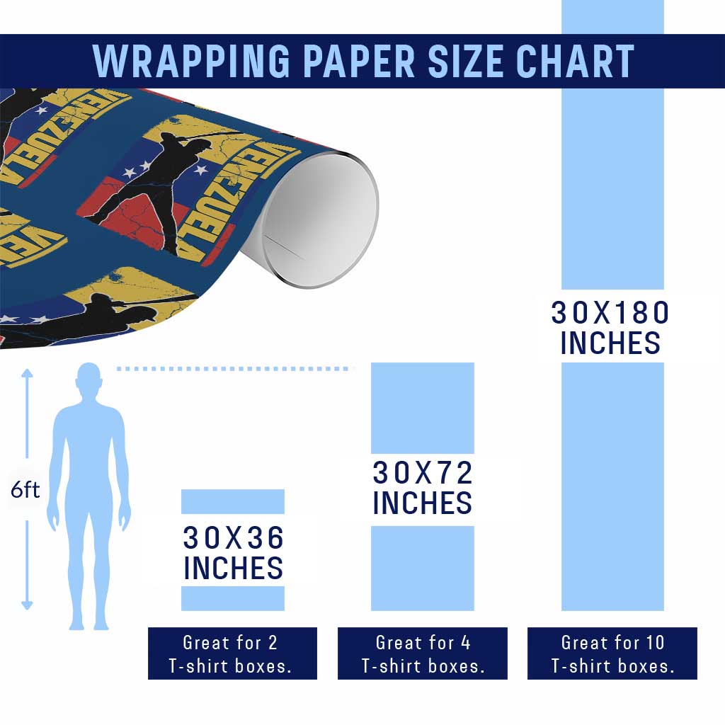 Venezuela Baseball Pride Vintage Flag Wrapping Paper Roll Venezuelan Sports Fan Gift for Latino Beisbol Lovers