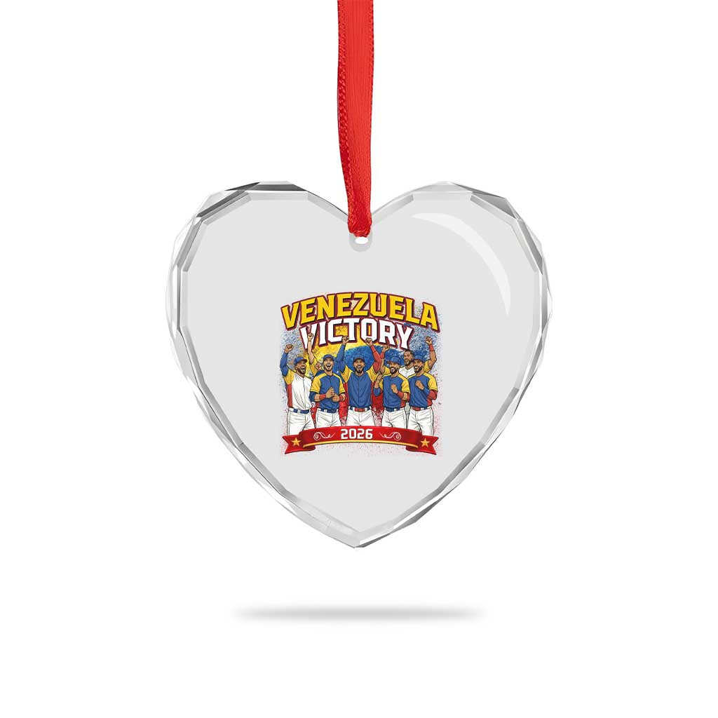Venezuela Baseball Victory Heart Crystal Glass Ornament Venezuelan Pride Gift