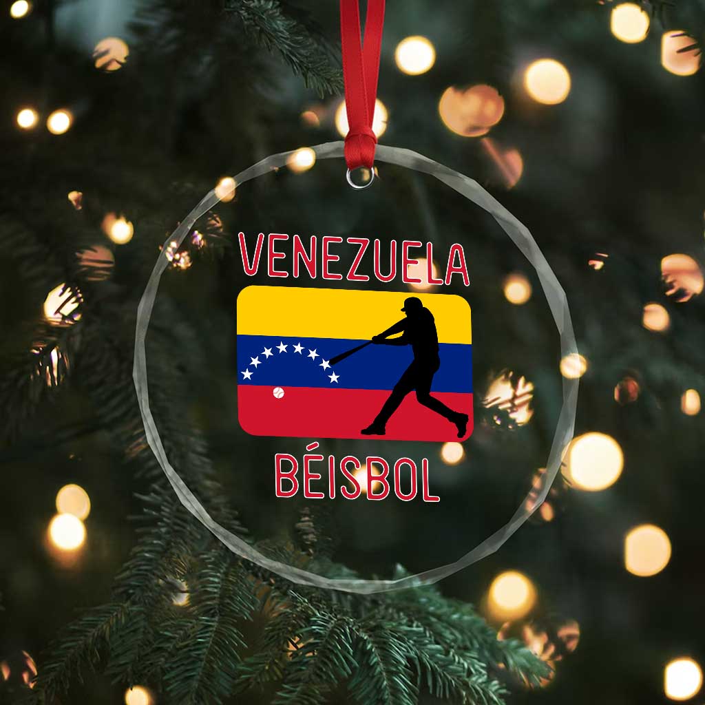 Venezuela Beisbol Flag Crystal Glass Ornament Venezuelan Baseball Pride Latino Sports Fans