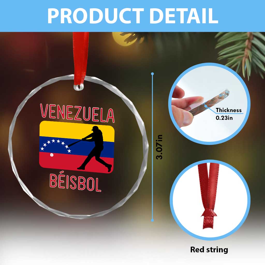 Venezuela Beisbol Flag Crystal Glass Ornament Venezuelan Baseball Pride Latino Sports Fans