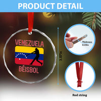 Venezuela Beisbol Flag Crystal Glass Ornament Venezuelan Baseball Pride Latino Sports Fans