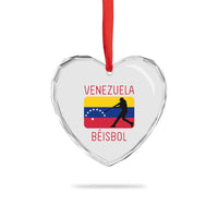 Venezuela Beisbol Flag Heart Crystal Glass Ornament Venezuelan Baseball Pride Latino Sports Fans