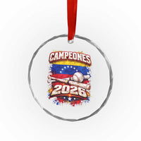 Venezuela Campeones 2026 Baseball Championship Crystal Glass Ornament Vintage Venezuelan Flag
