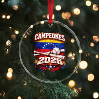 Venezuela Campeones 2026 Baseball Championship Crystal Glass Ornament Vintage Venezuelan Flag