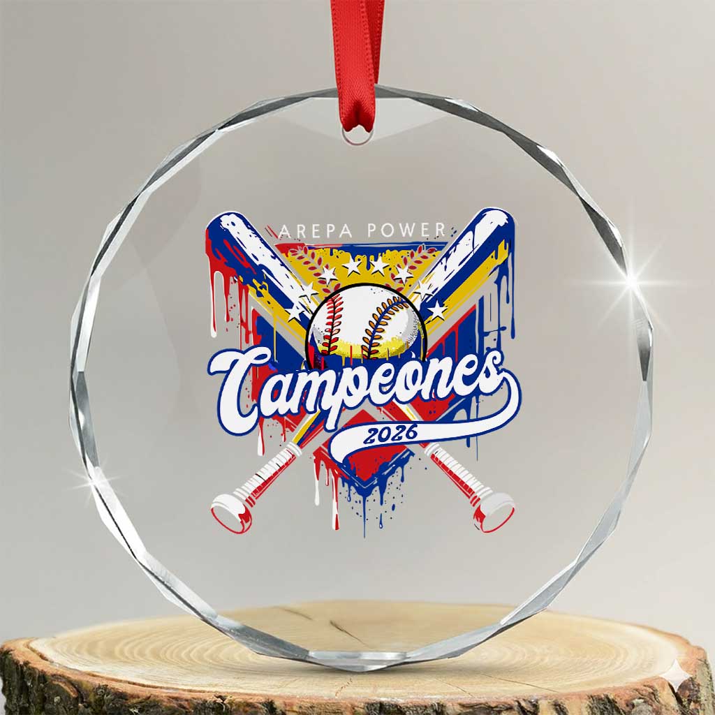 Venezuela Campeones Baseball Championship 2026 Crystal Glass Ornament Home Plate Drip