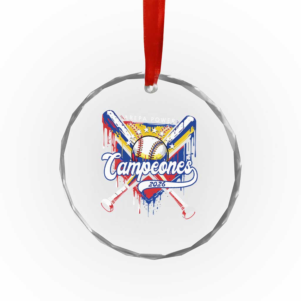 Venezuela Campeones Baseball Championship 2026 Crystal Glass Ornament Home Plate Drip