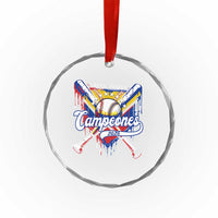 Venezuela Campeones Baseball Championship 2026 Crystal Glass Ornament Home Plate Drip