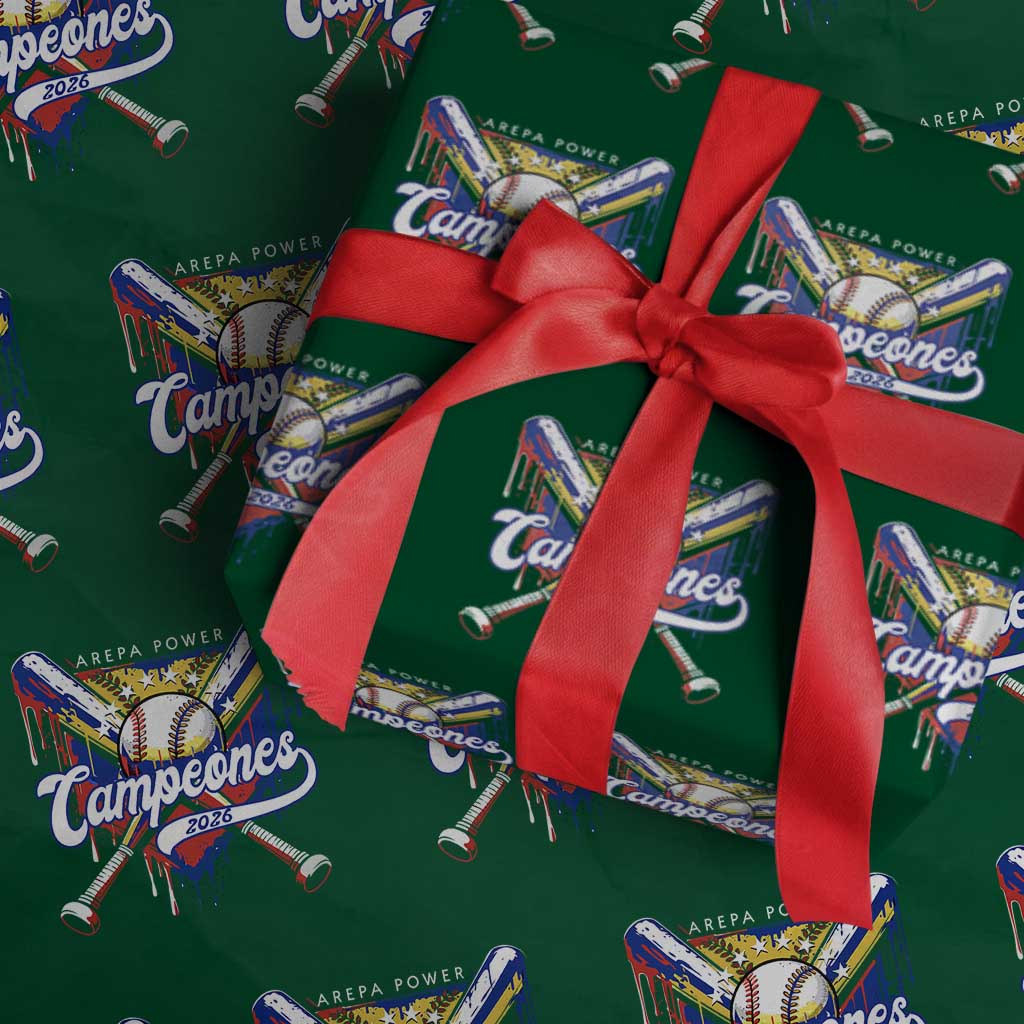 Venezuela Campeones Baseball Championship 2026 Wrapping Paper Roll Home Plate Drip