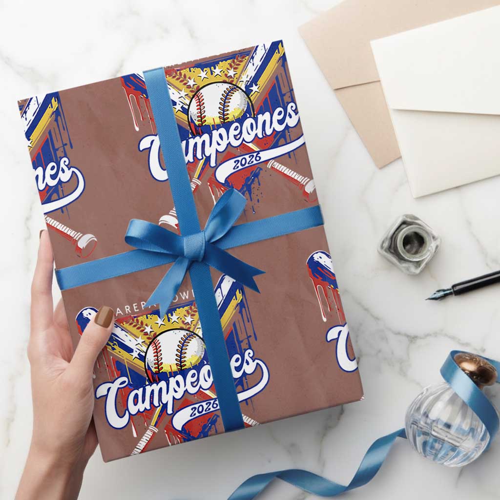 Venezuela Campeones Baseball Championship 2026 Wrapping Paper Roll Home Plate Drip