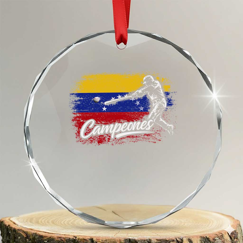 Venezuela Campeones Del Mundo Baseball Championship Crystal Glass Ornament