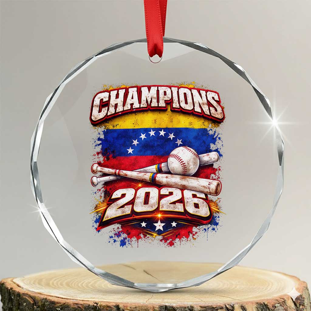 Venezuela Champions 2026 Baseball Lover Venezuelan Flag Crystal Glass Ornament