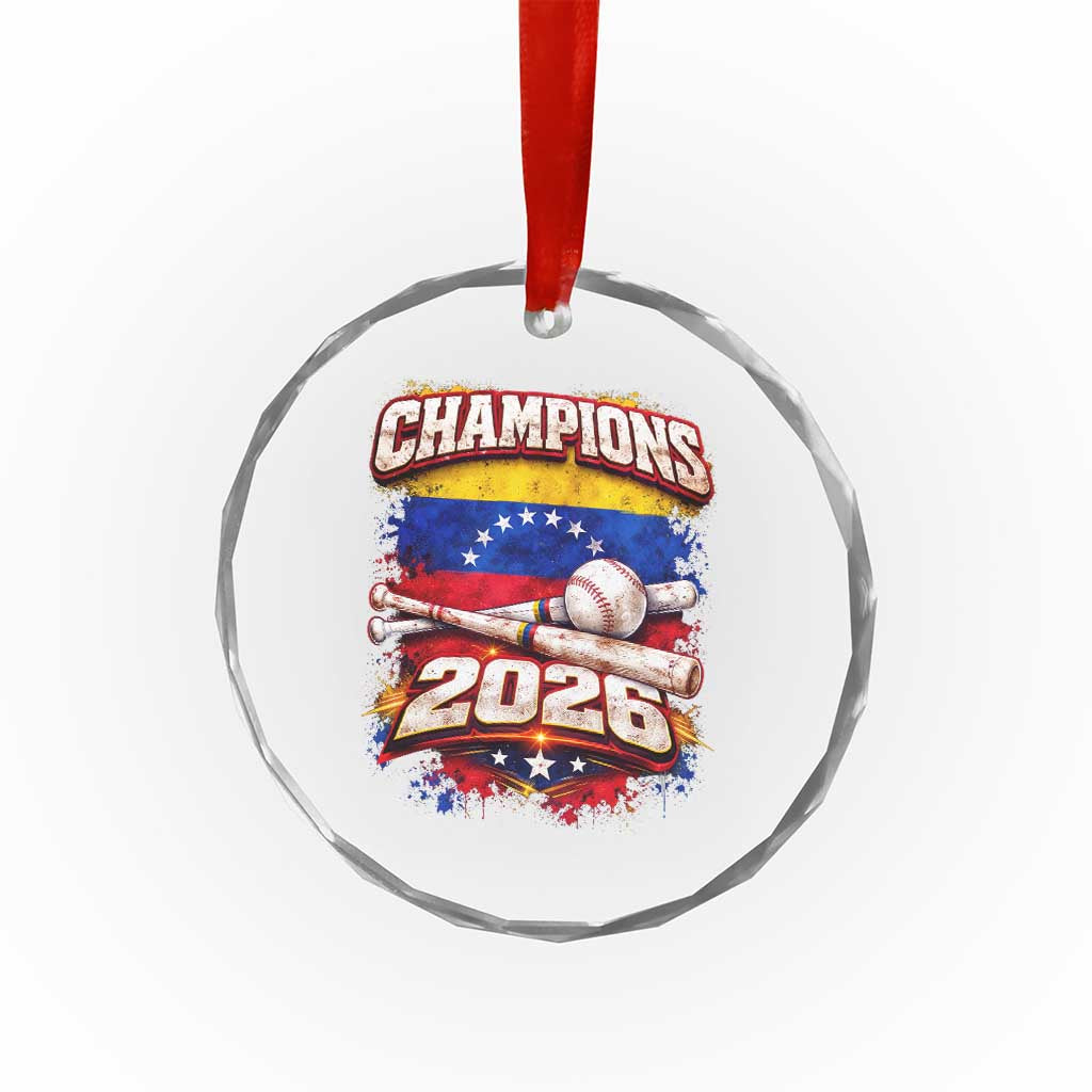 Venezuela Champions 2026 Baseball Lover Venezuelan Flag Crystal Glass Ornament