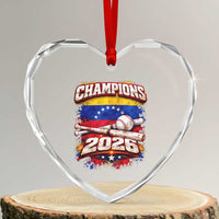 Venezuela Champions 2026 Baseball Lover Venezuelan Flag Heart Crystal Glass Ornament