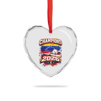 Venezuela Champions 2026 Baseball Lover Venezuelan Flag Heart Crystal Glass Ornament