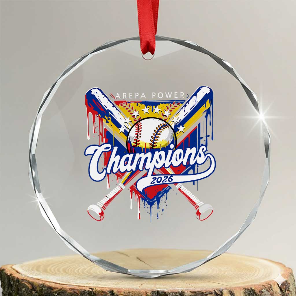 Venezuela Champions 2026 Crystal Glass Ornament Baseball Lover Home Plate Drip