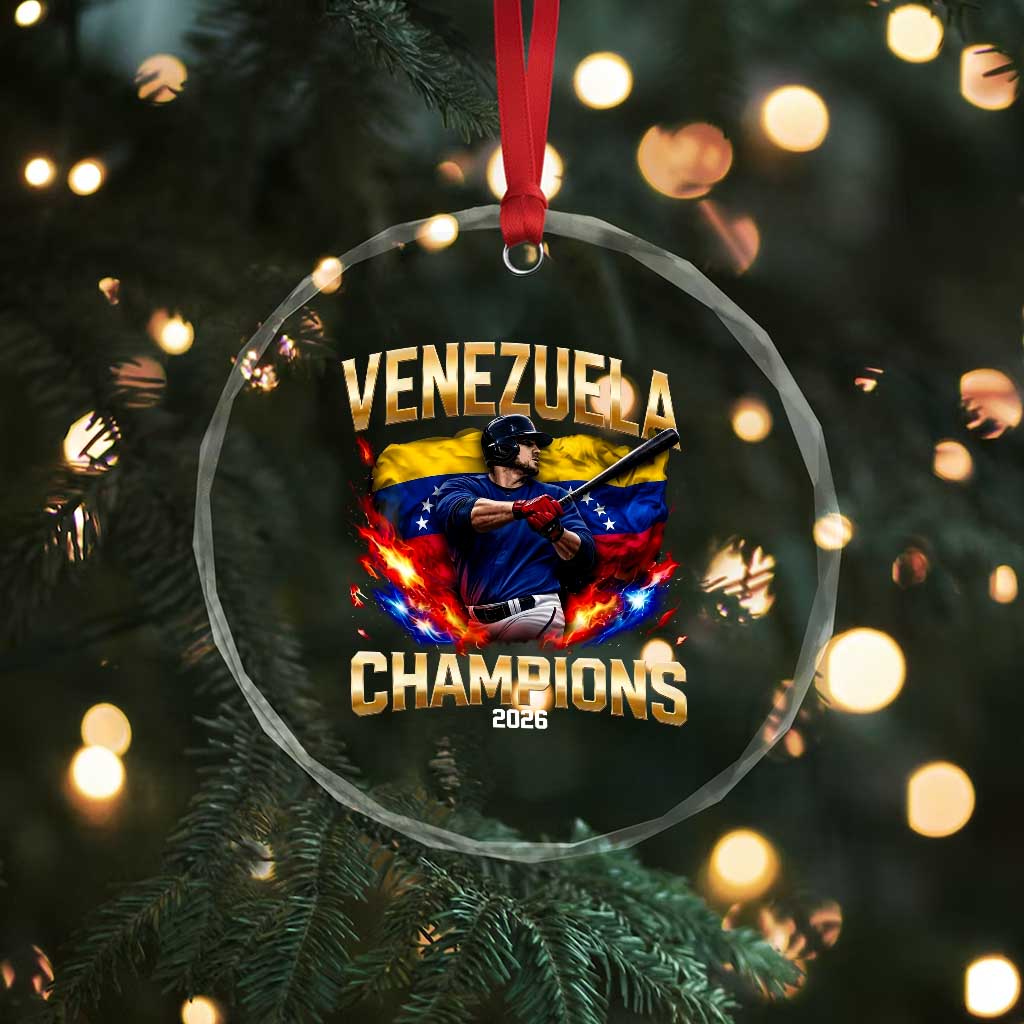 Venezuela Champions 2026 Crystal Glass Ornament Beisbol Venezuelan Pride Flag Baseball Fans