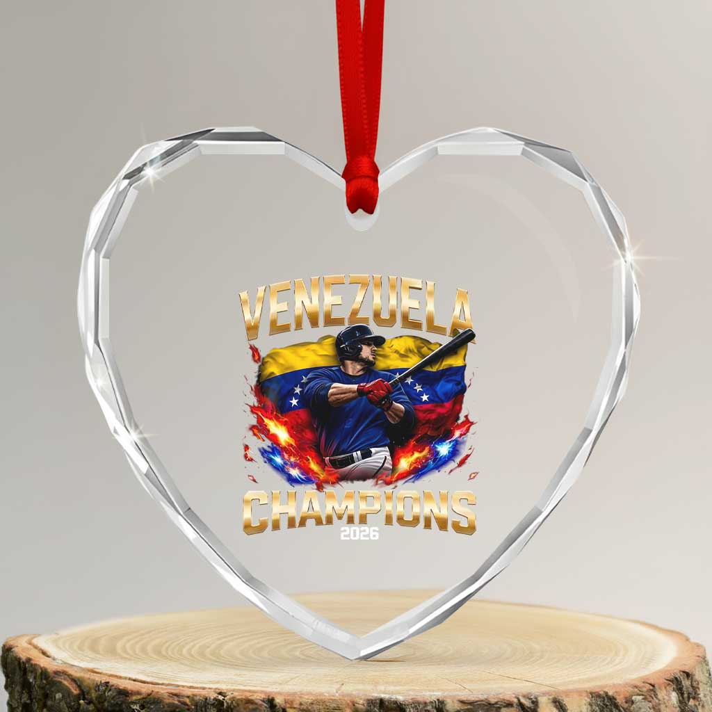 Venezuela Champions 2026 Heart Crystal Glass Ornament Beisbol Venezuelan Pride Flag Baseball Fans