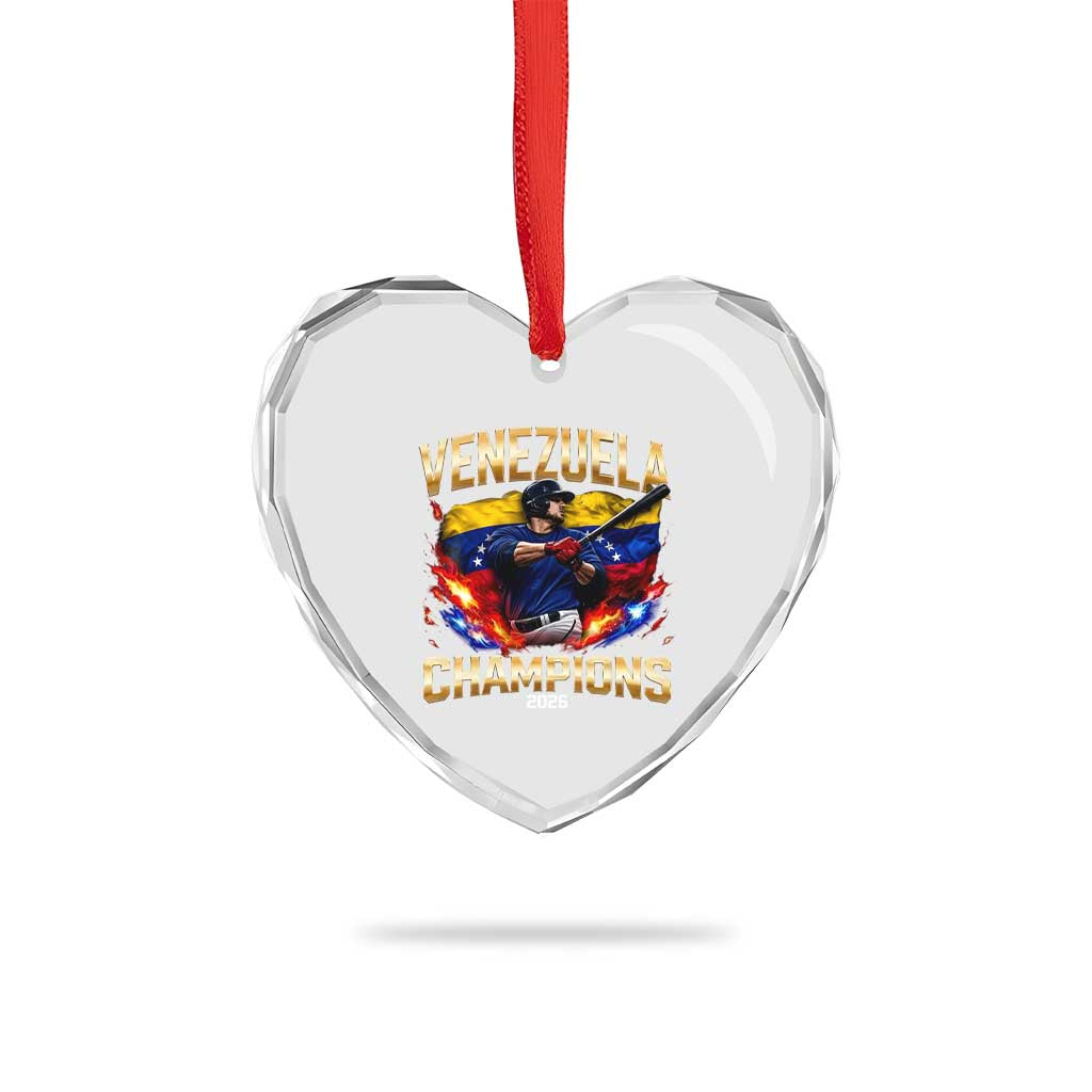 Venezuela Champions 2026 Heart Crystal Glass Ornament Beisbol Venezuelan Pride Flag Baseball Fans