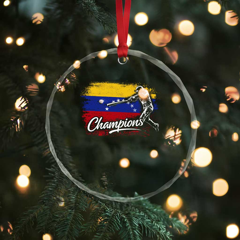 Venezuela Champions Baseball Batter Venezuelan Sport Fan Crystal Glass Ornament