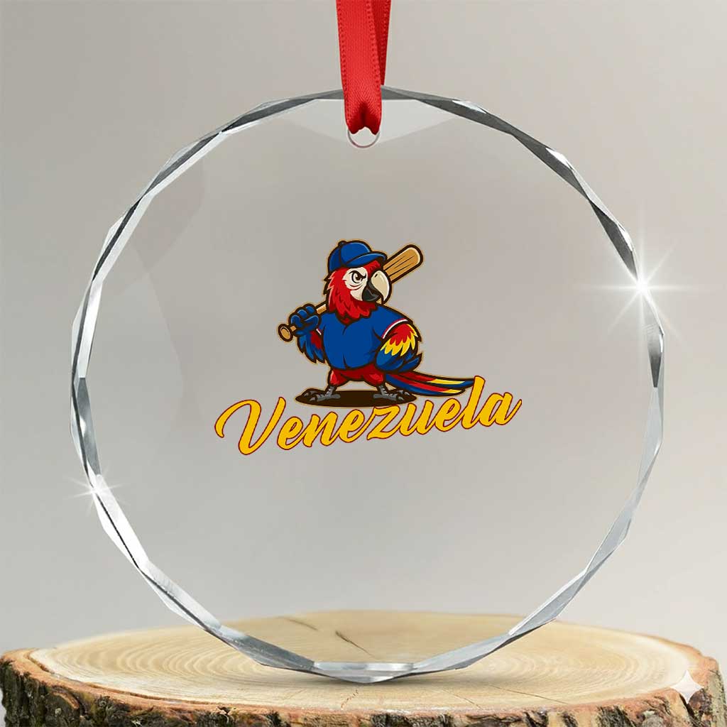 Venezuela Guacamaya Macaw Baseball Crystal Glass Ornament Venezuelan Pride Latino Beisbol Fans