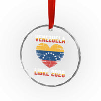 Venezuela Libre 2026 Crystal Glass Ornament Venezuelan Flag Heart Freedom and National Pride - Wonder Print Shop