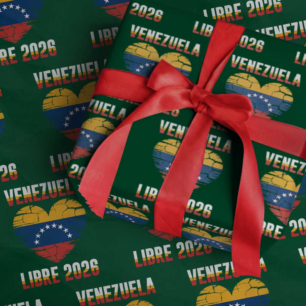 Venezuela Libre 2026 Wrapping Paper Roll Venezuelan Flag Heart Freedom and National Pride - Wonder Print Shop