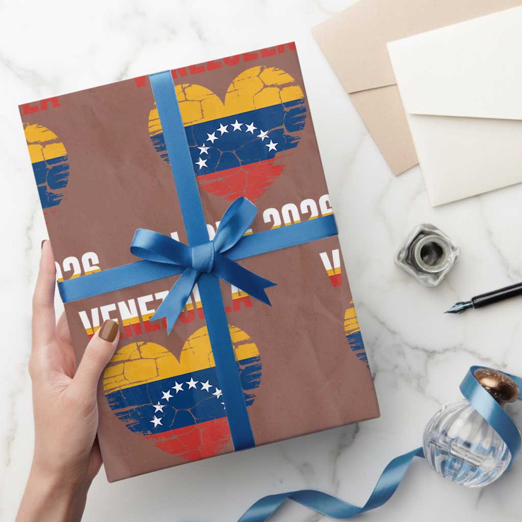 Venezuela Libre 2026 Wrapping Paper Roll Venezuelan Flag Heart Freedom and National Pride - Wonder Print Shop