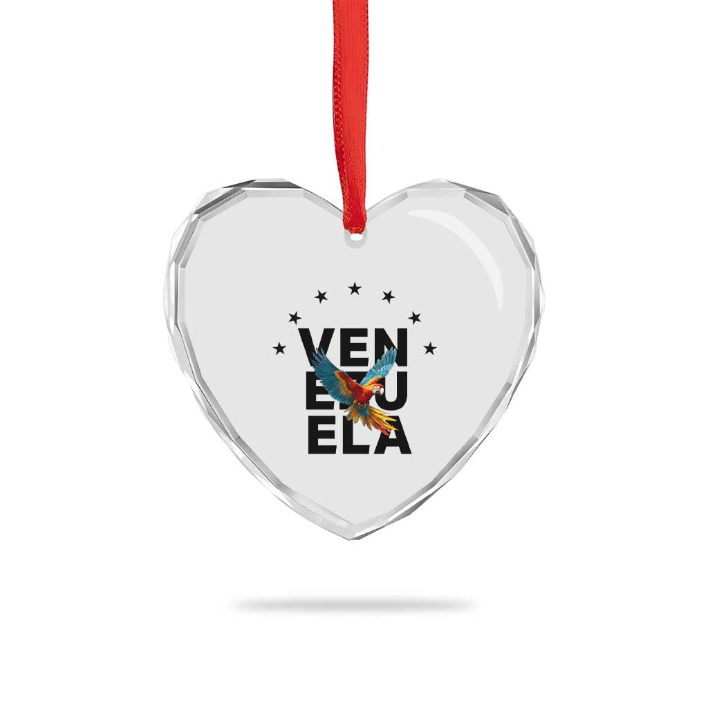 Venezuela Pride Flying Macaw Heart Crystal Glass Ornament Ara Macao Guacamaya Venezuelan Pride Tropical Bird