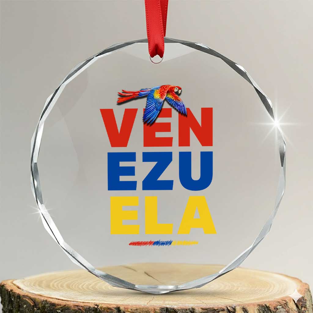 Venezuela Pride Flying Scarlet Macaw Crystal Glass Ornament Ara Macao Guacamaya Venezuelan Pride Tropical Bird