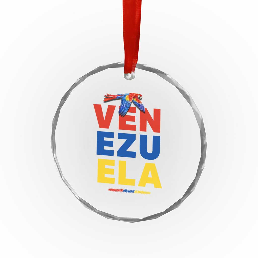Venezuela Pride Flying Scarlet Macaw Crystal Glass Ornament Ara Macao Guacamaya Venezuelan Pride Tropical Bird