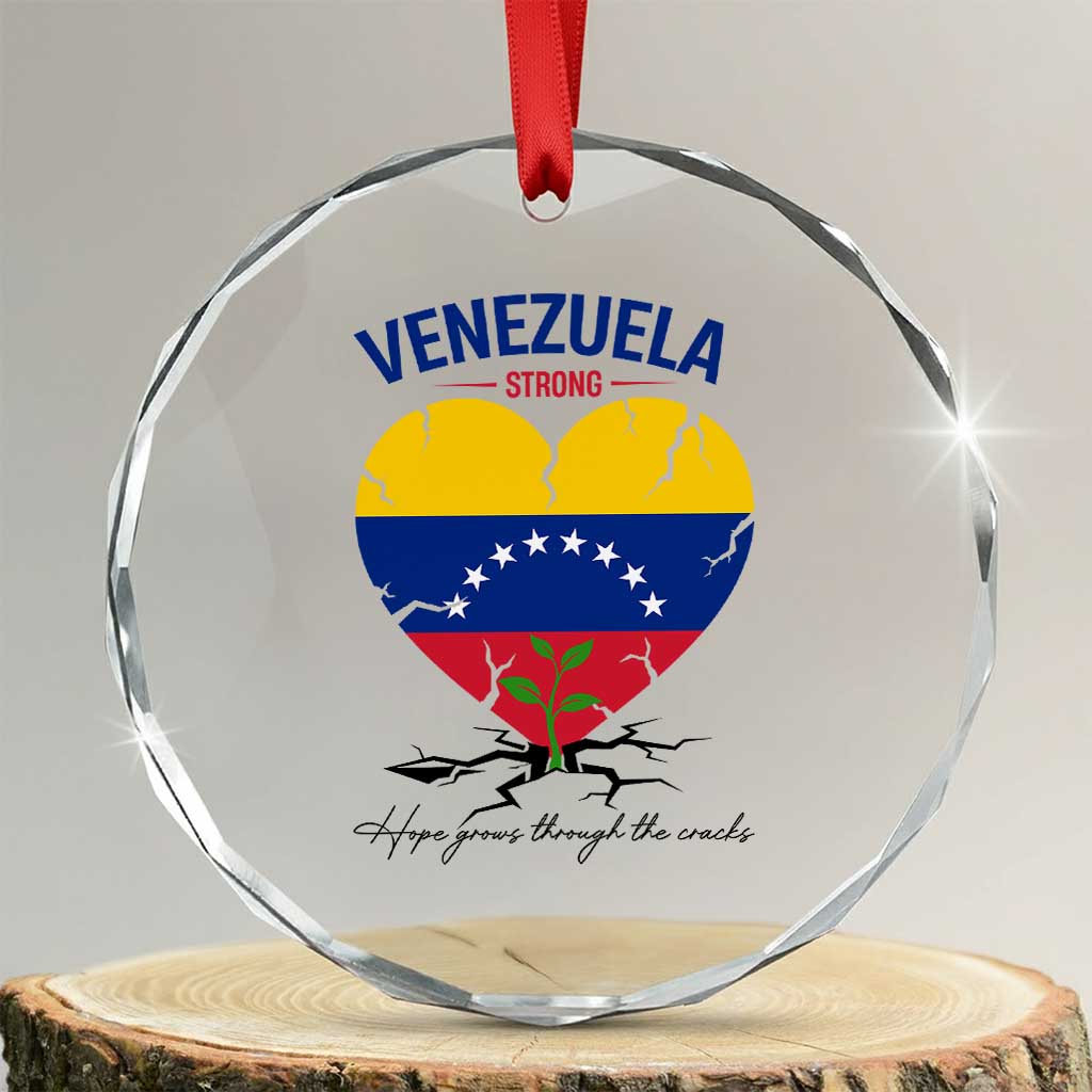Venezuela Strong Healing Support Crystal Glass Ornament Hope Grows Through Cracks Venezuelan Flag Heart