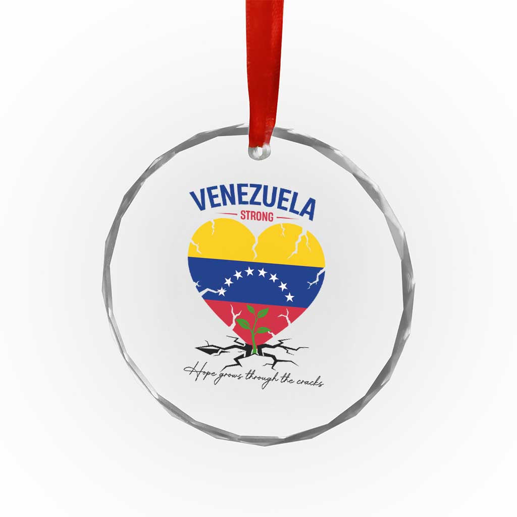 Venezuela Strong Healing Support Crystal Glass Ornament Hope Grows Through Cracks Venezuelan Flag Heart